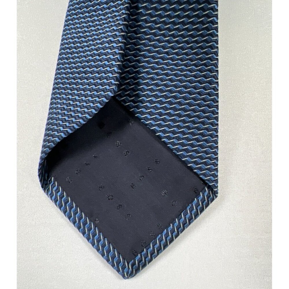 Hugo Boss Men Blue Micro-Pattern 100% Silk Handmade - Picture 3 of 4